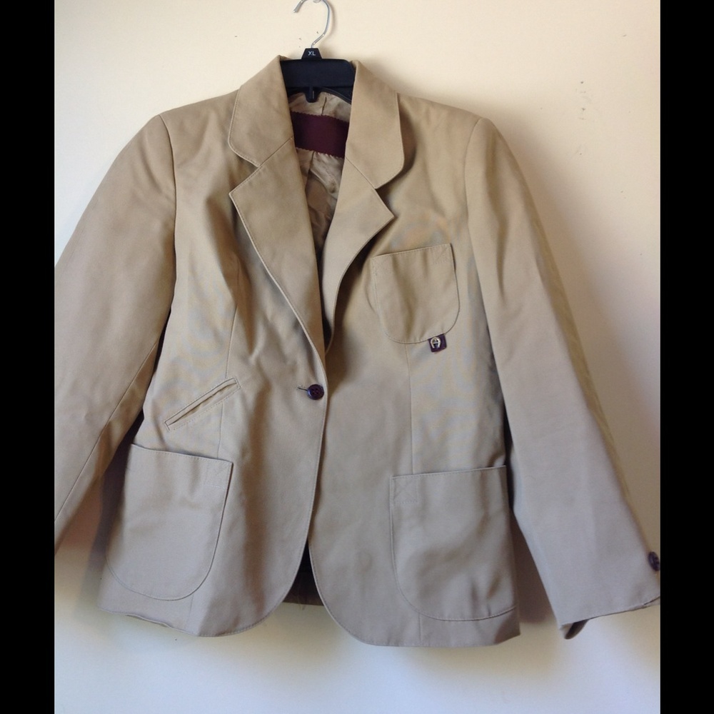 Vintage Etienne Aigner Khaki Blazer Tan Jacket